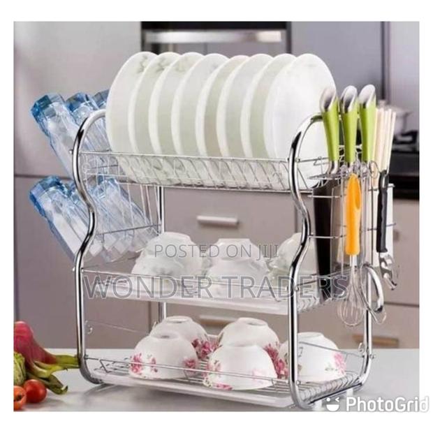 Dish Rack, 3 Layers Dish Rack With Drainer - main view