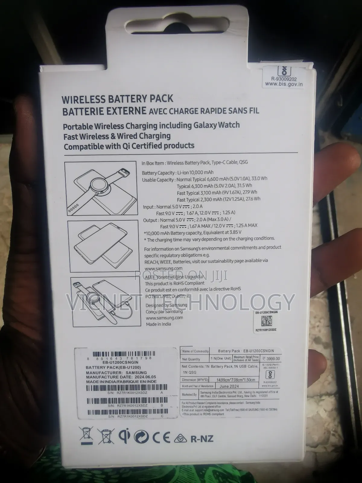 10,000mah USB a and Type C Samsung Wireless Power Bank