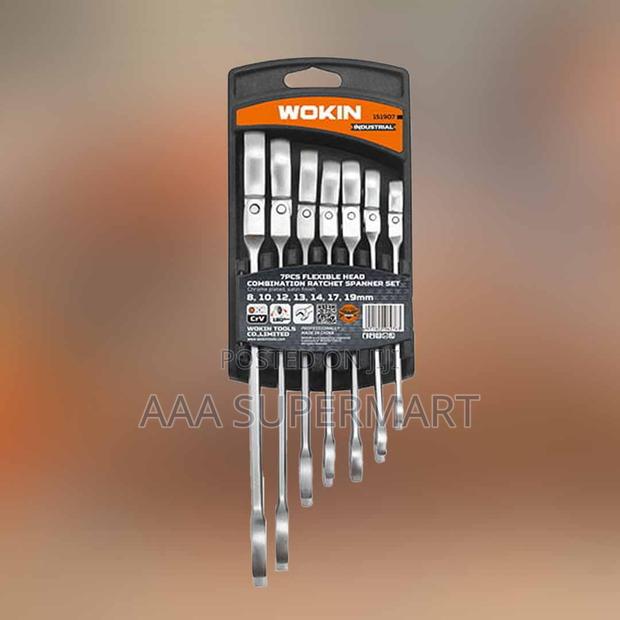 7 PCS Flexible Head Combination Ratchet Spanner Set - main view