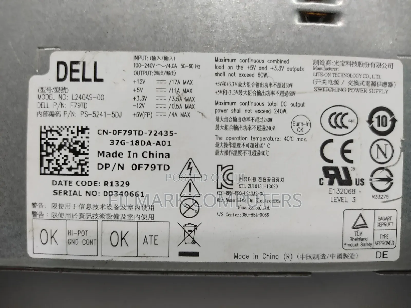 Original EX UK Power Supply for Dell Optiplex 390 790 990