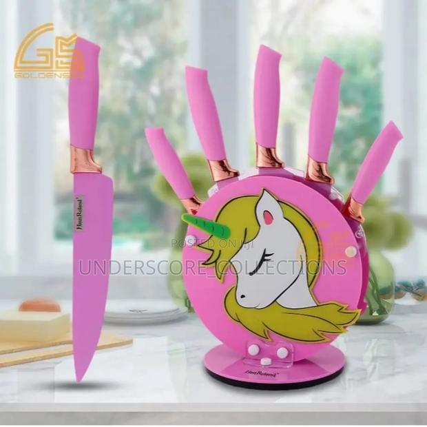 Silicone Kitchen Knives Set With Swan Knife Block Holder. - main view