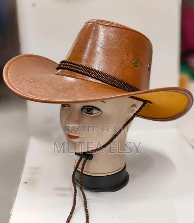 Black,Brawn Coffee Brawn Leather Cowboy Hat - main view