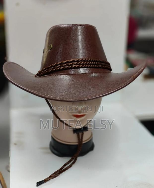 Black,Brawn Coffee Brawn Leather Cowboy Hat - thumbnail 2