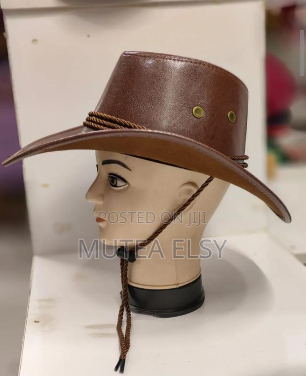 Black,Brawn Coffee Brawn Leather Cowboy Hat - thumbnail 4
