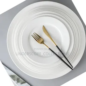 White Porcelain Flat Plates. Design Style : Europe Material