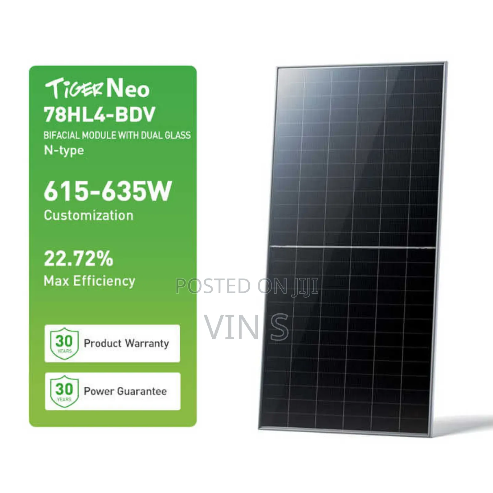 Bìfacial Sõlar Panêls Jinkõ 615w)Jinko Bifacial Solar Panels