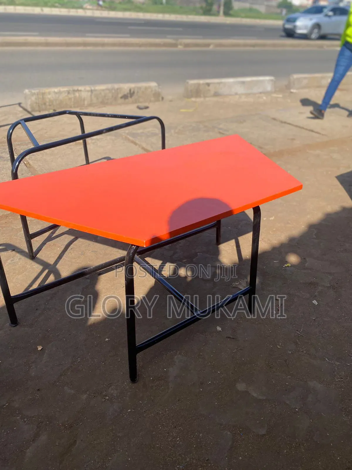 Orange Painted Kindergarten Tables