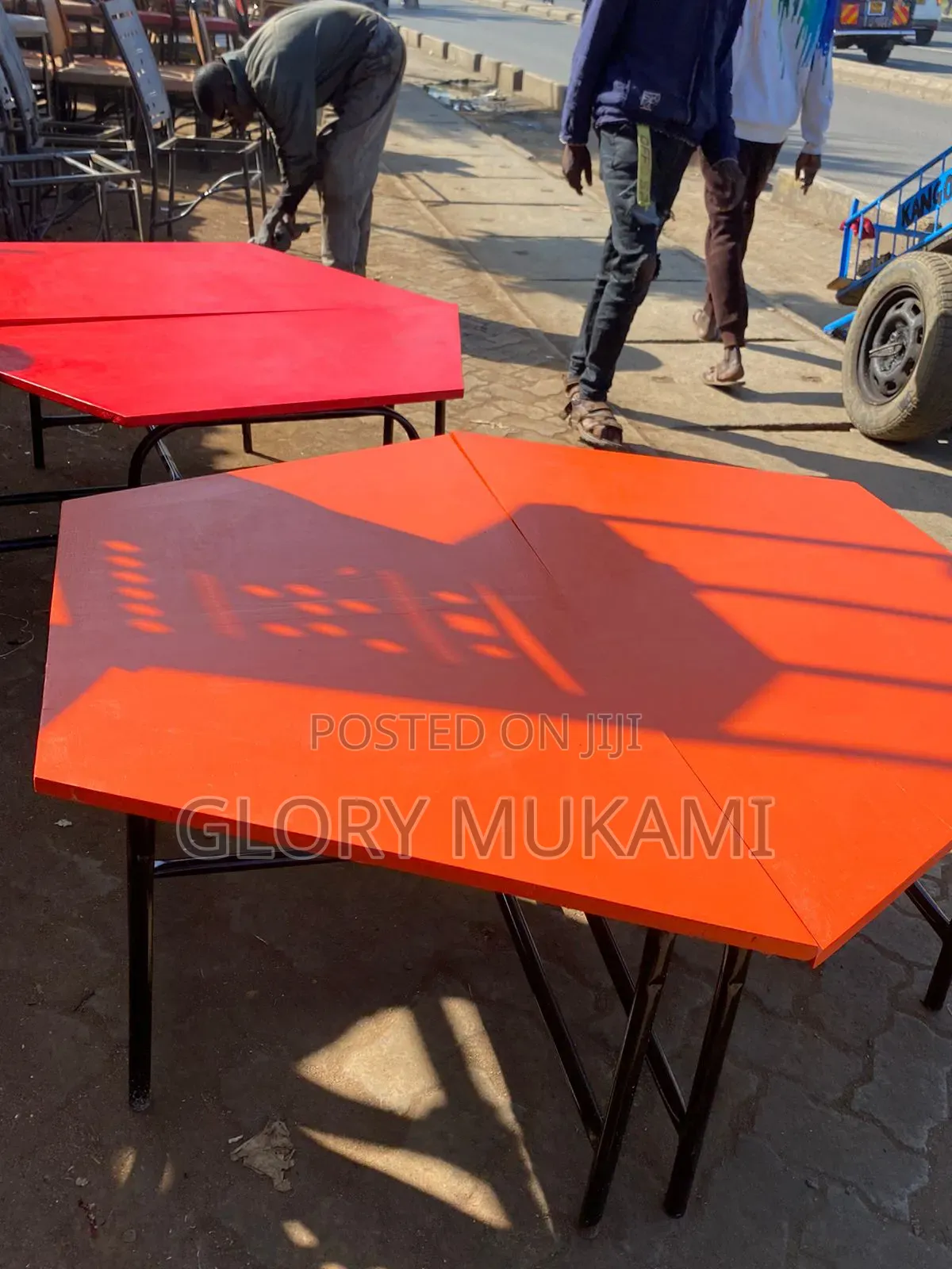Red Orange Octagon Kindergarten Tables
