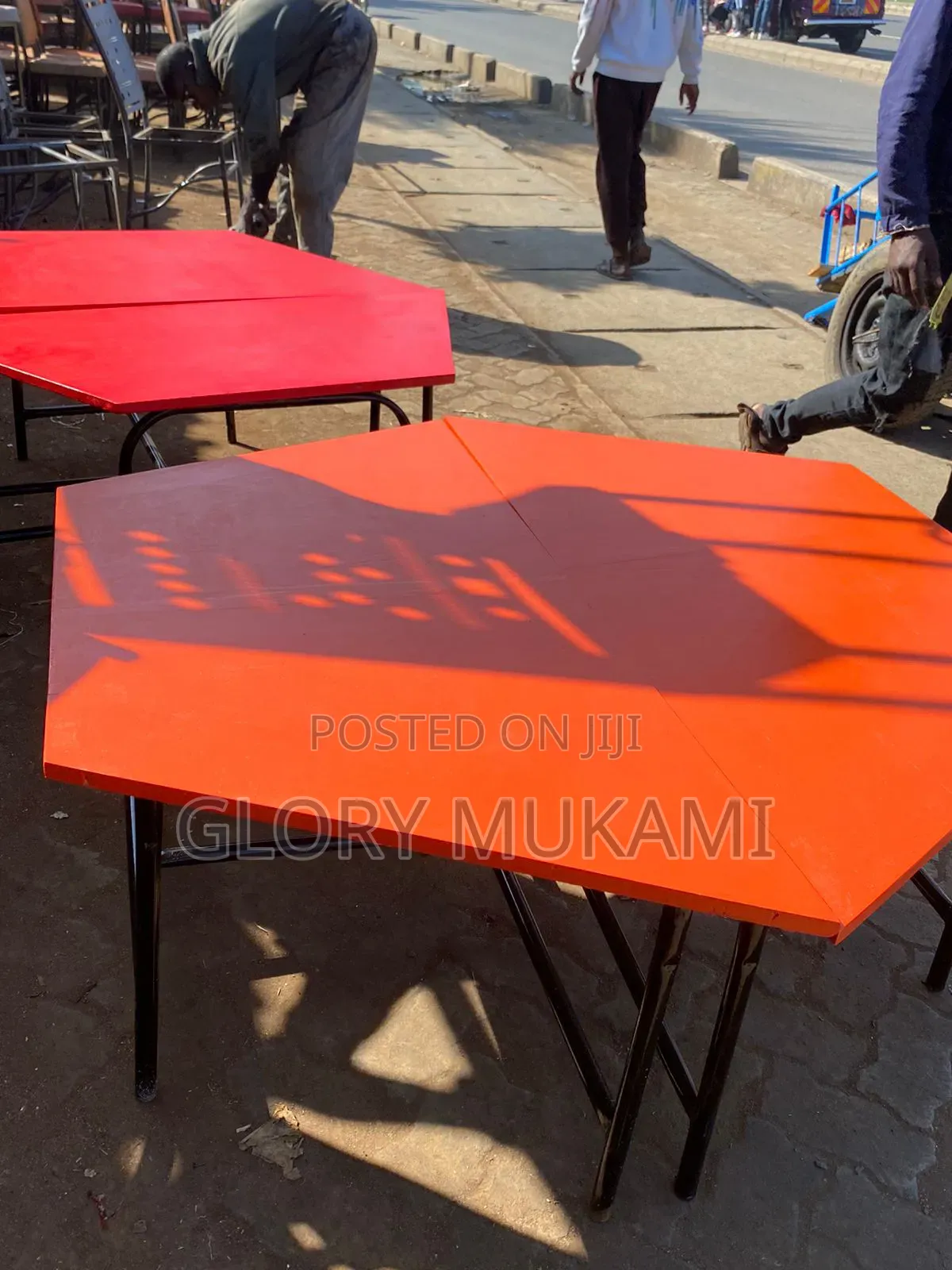 Red Orange Octagon Kindergarten Tables