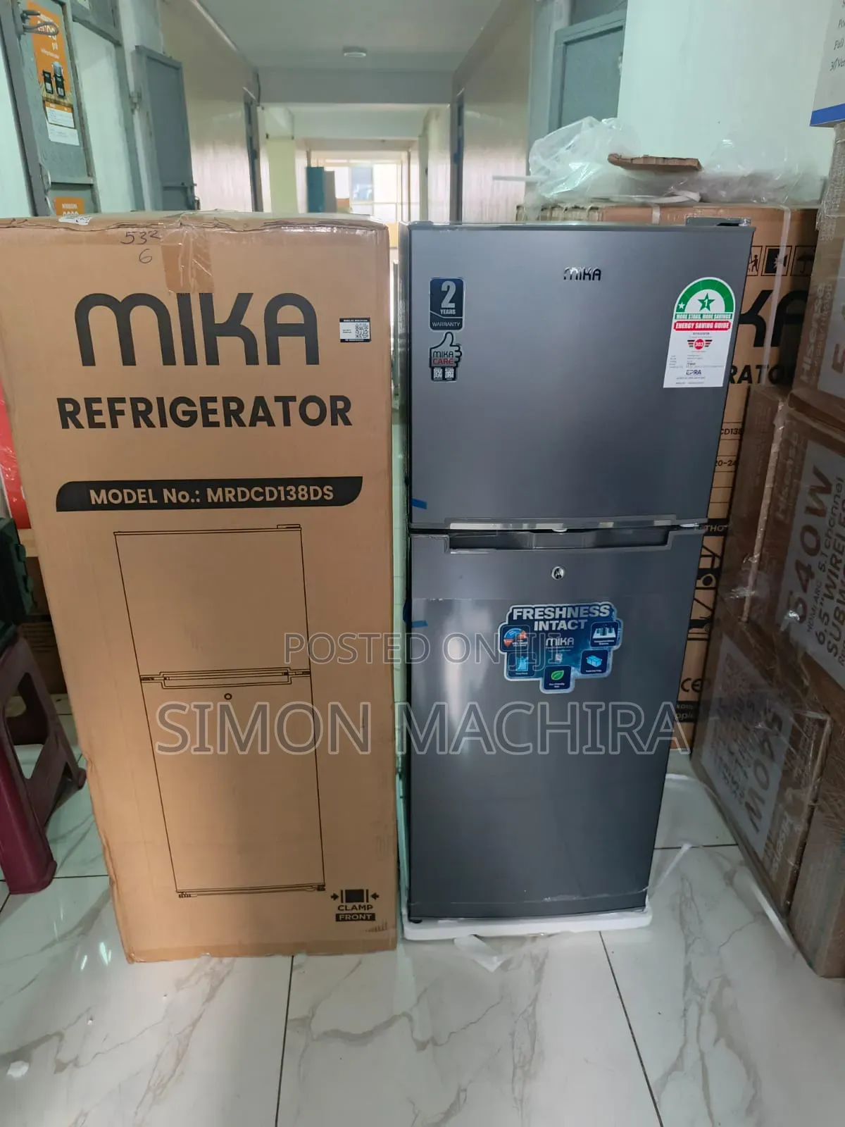 Mika 138L Fridge Double Door With a Cooling Pad
