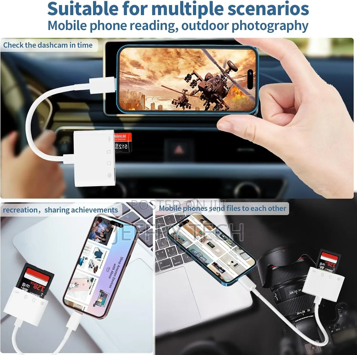 USB C SD TF Memory Card Reader, 3-in-1 Type C Camera Adapte