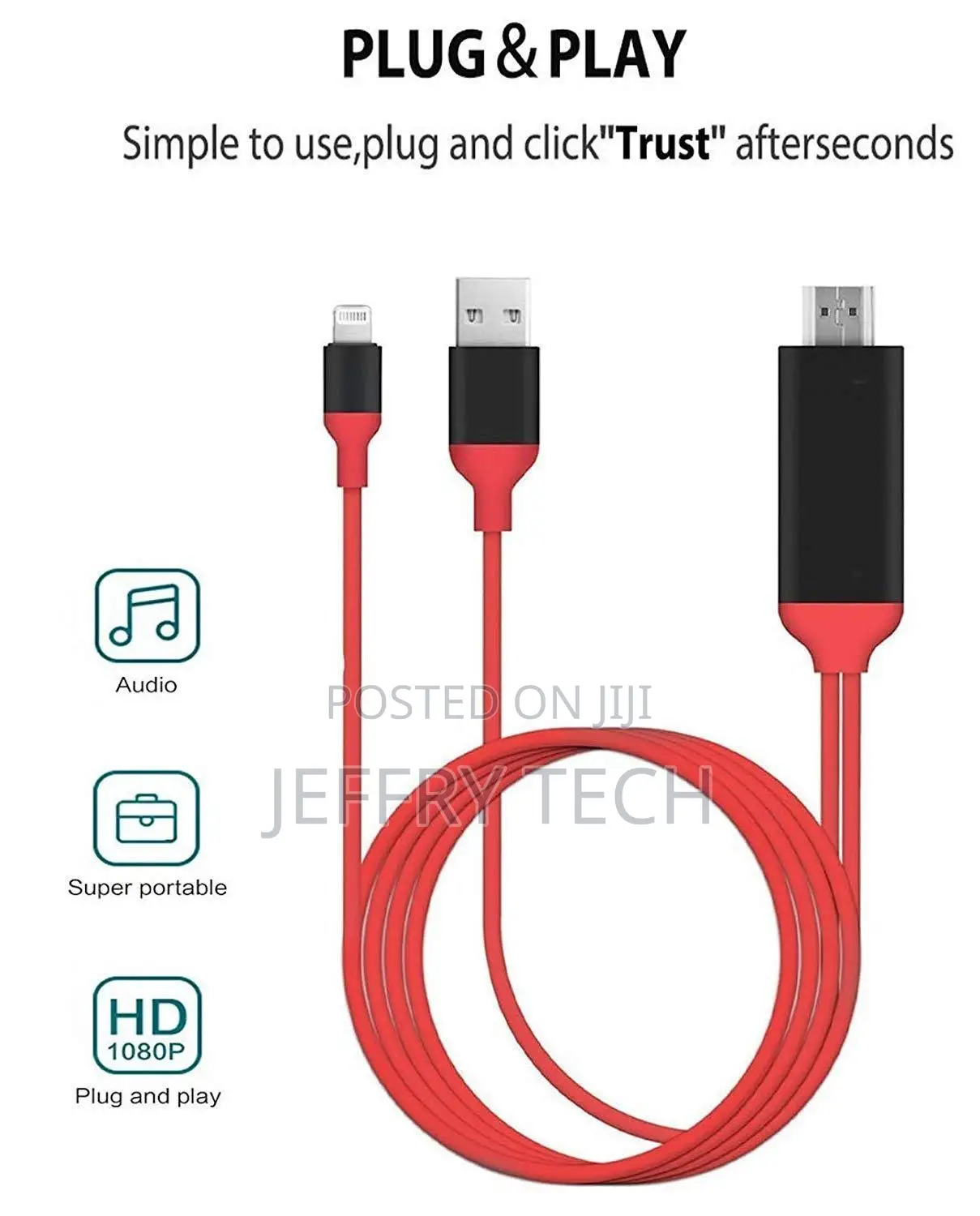 HDMI Mirroring Cable Phone to TV HDTV Adapter for iPhone X/X