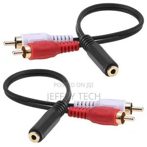 2-Rca Male to 3.5mm Female Aux Audio Headphone Jack Converte