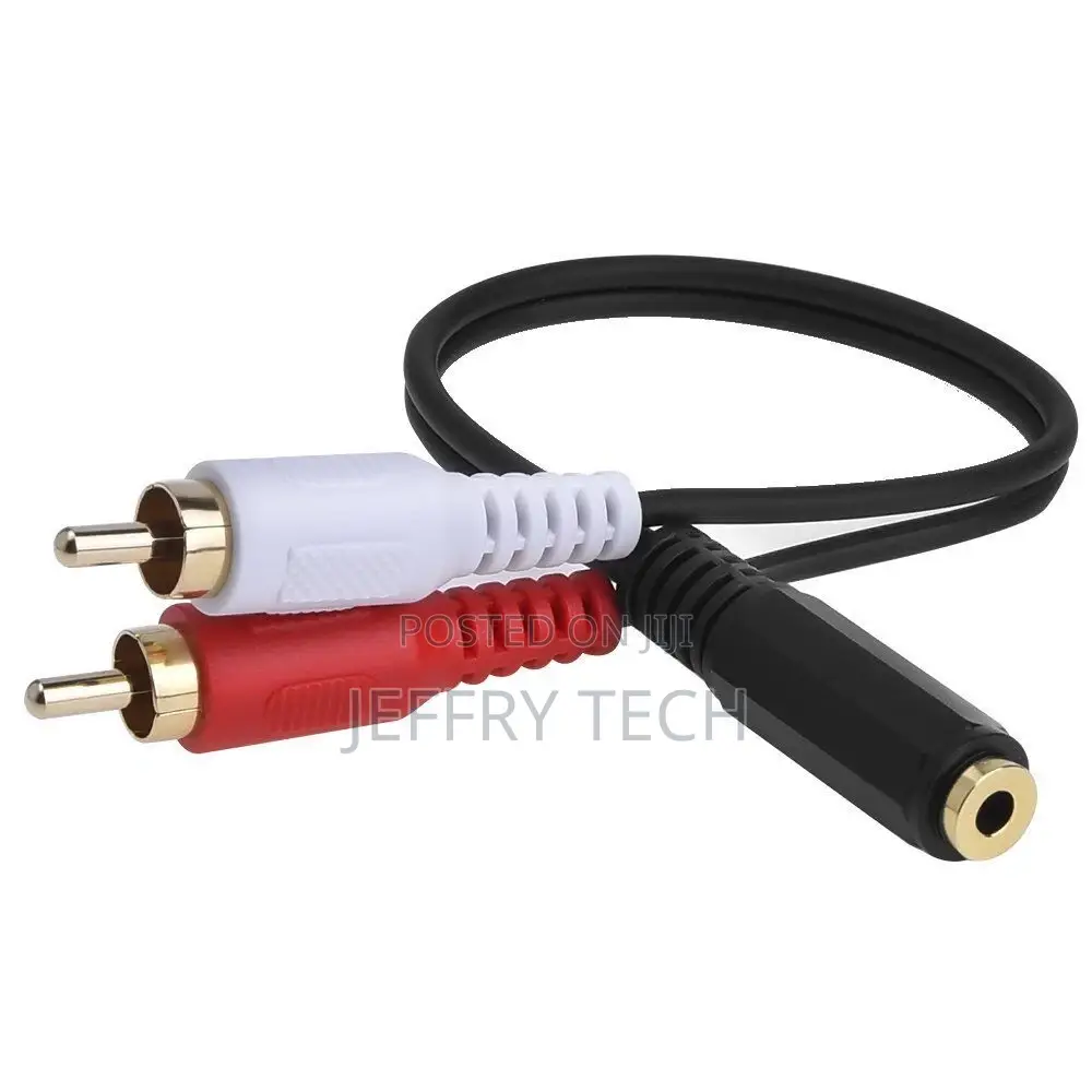 2-Rca Male to 3.5mm Female Aux Audio Headphone Jack Converte