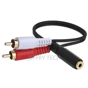 2-Rca Male to 3.5mm Female Aux Audio Headphone Jack Converte