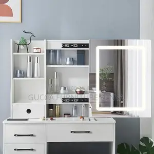 Dressers: Bedroom Vanity Table With Sliding Lighted Mirror