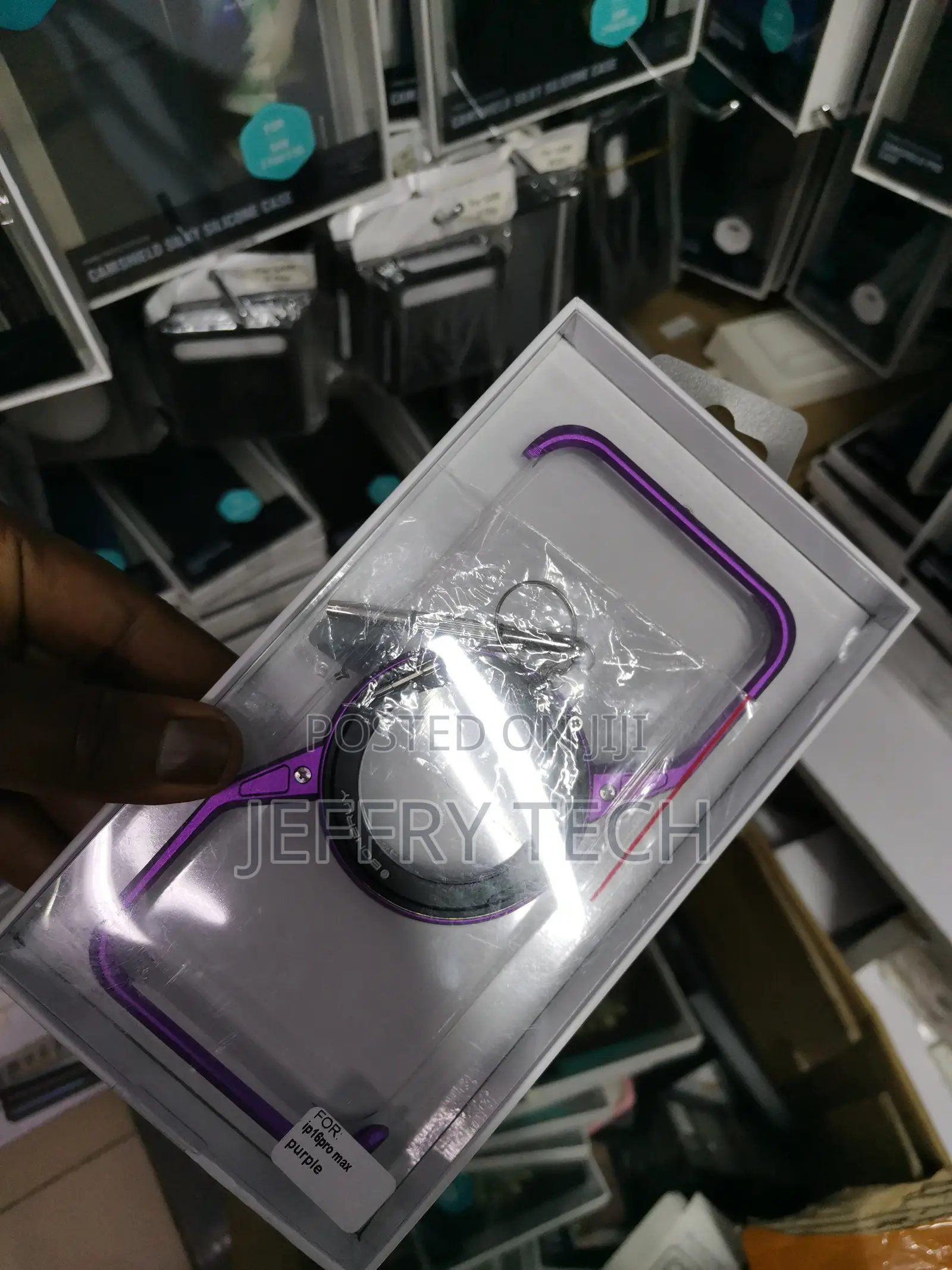 Z Shape Metal Stand Case for iPhone 16 Pro Max-Purple