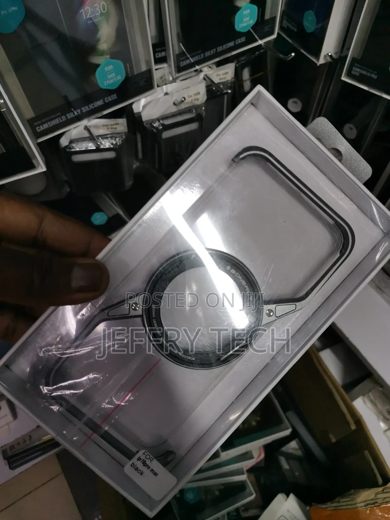 Z Shape Metal Stand Case for iPhone 16 Pro Max -Black