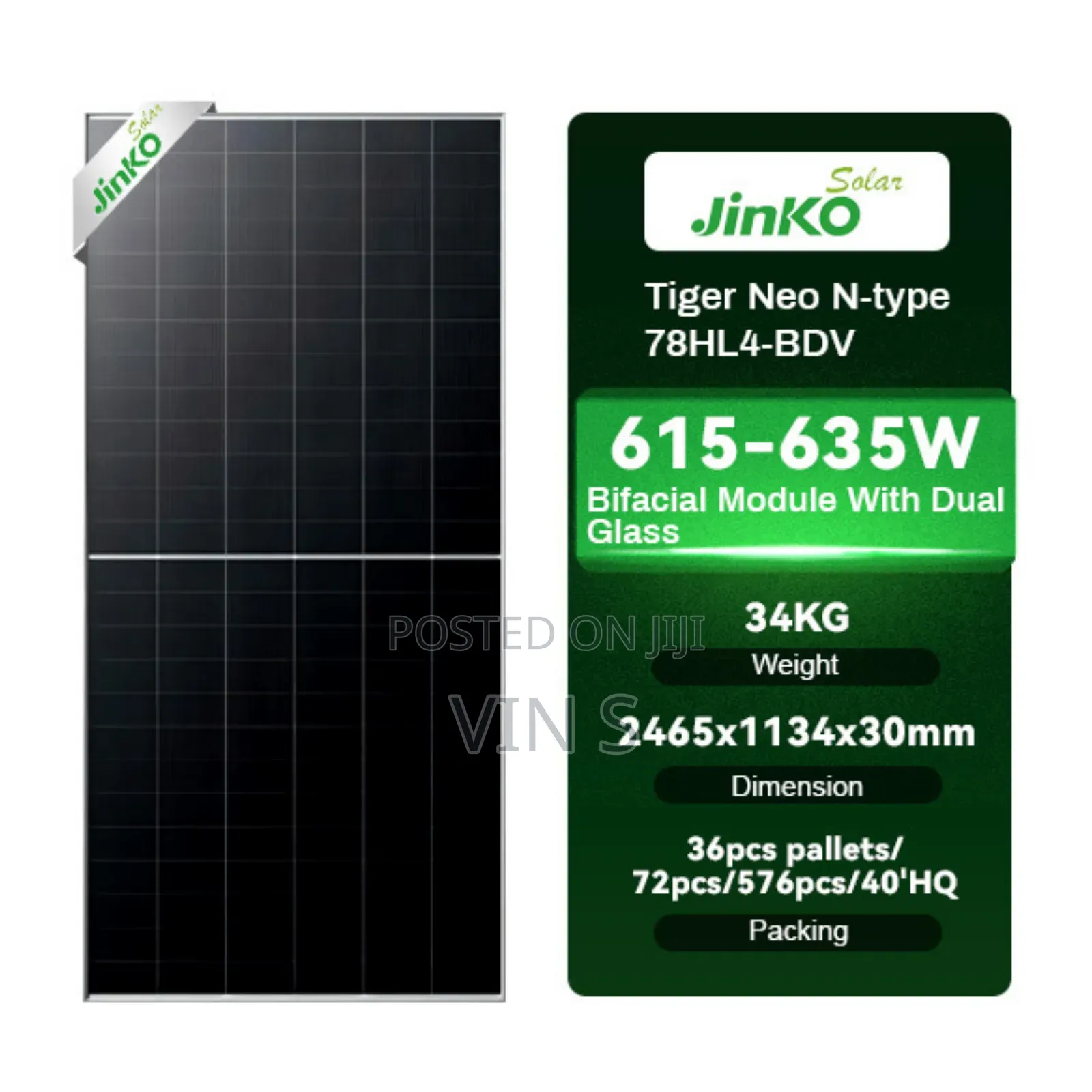 Jinko Bifacial 615w Solar Panels}Jinkô Bifâcial Solâr Panêls
