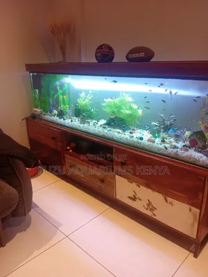 Complete Aquarium With Strong Hardwood Cabinetry
