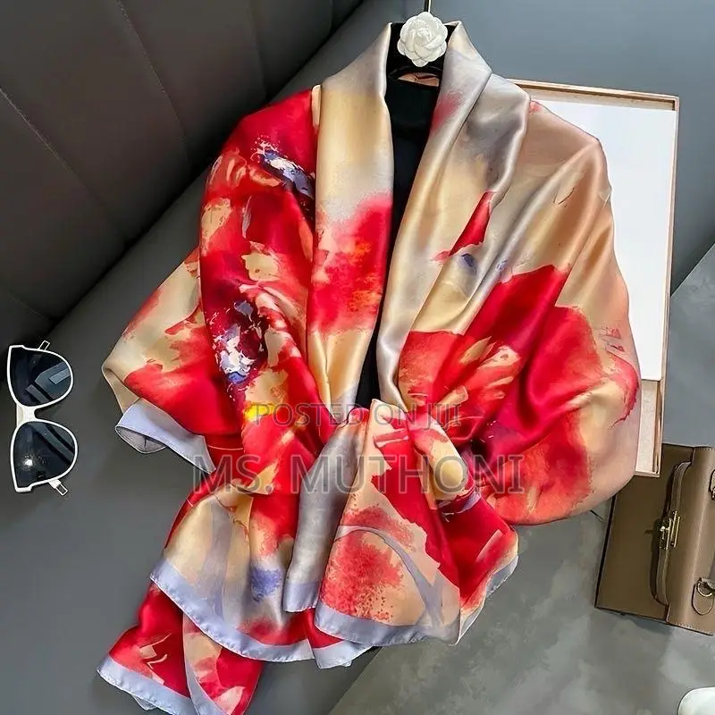 Designer Summer Ladies Luxury Floral Silk Scarves Hijabs