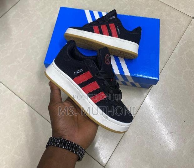 Adidas Campus Kids Sizes 30/31/32/33/34/35 (Black/Red)