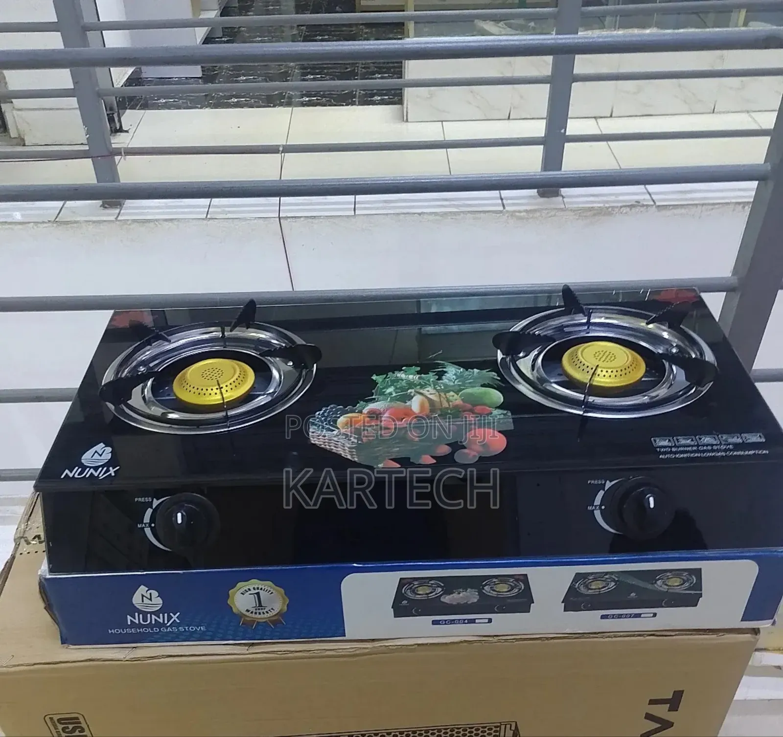 Nunix Glass Table Top 2 Burner Gas Stove Cooker