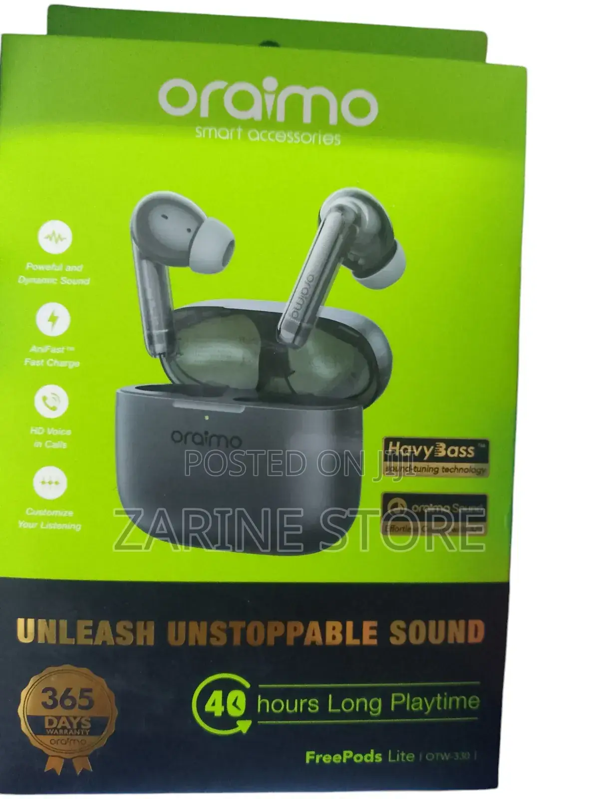 Oraimo 40 Hours Playtime Earpods With Rubber Earbuds