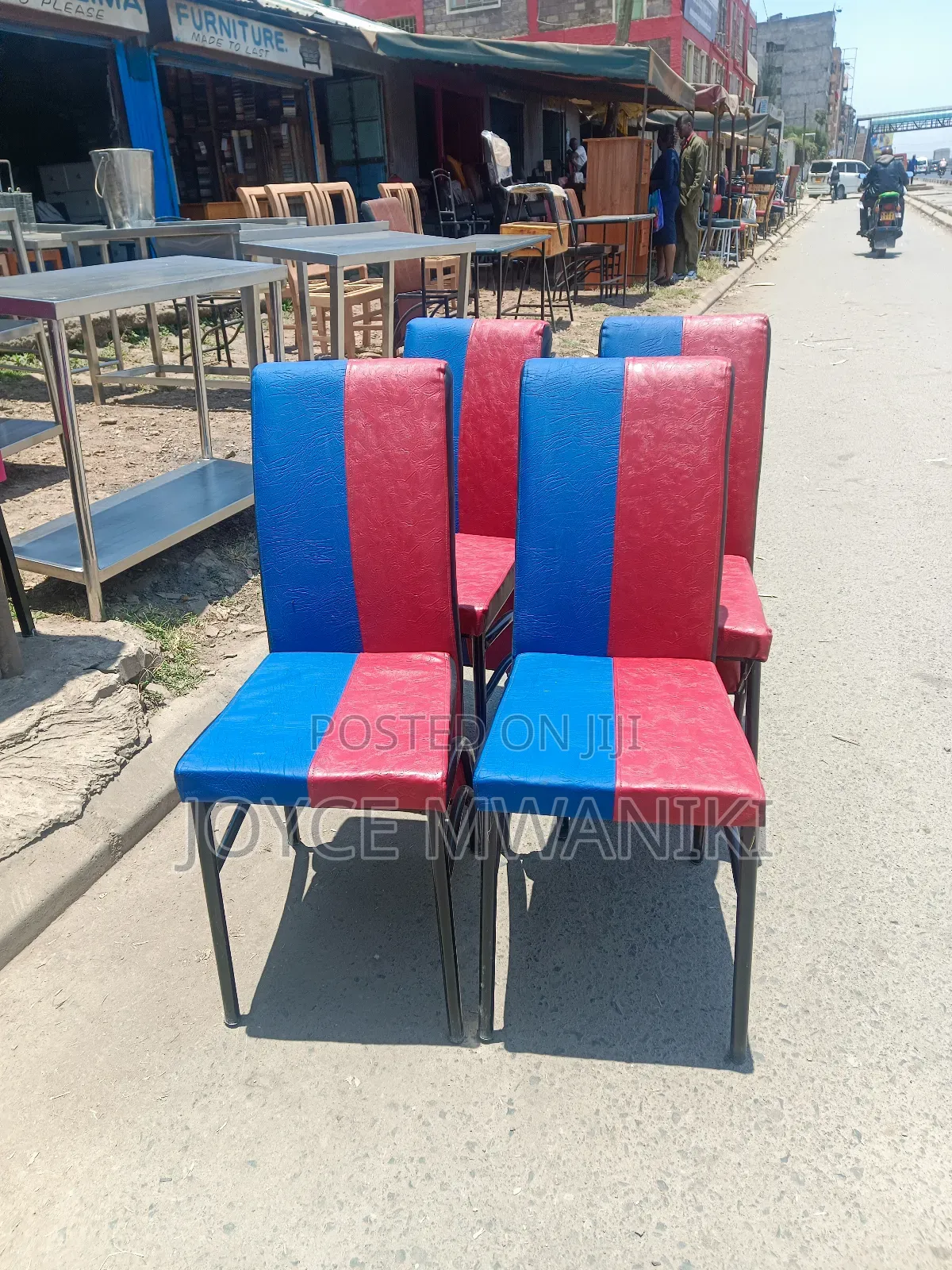 Restaurant Executive Chairs, Blue and Red, 