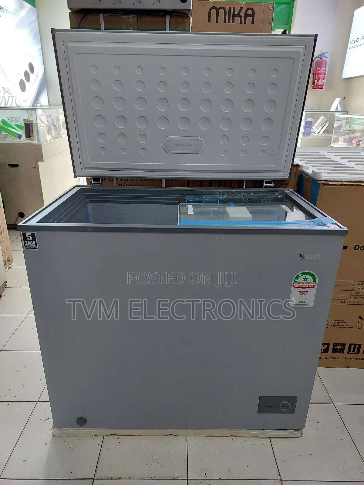 Von Chest Freezer Vafc20dhg 198l Silver Gray