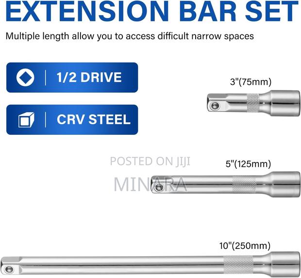 3 Pcs, Extension Bars for Ratchet Wrench / Socket - thumbnail 2