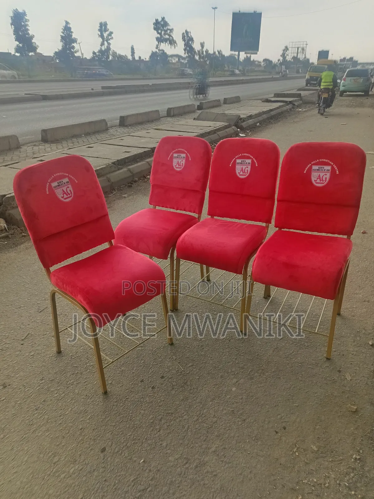 Church Chairs, Red With Branding 