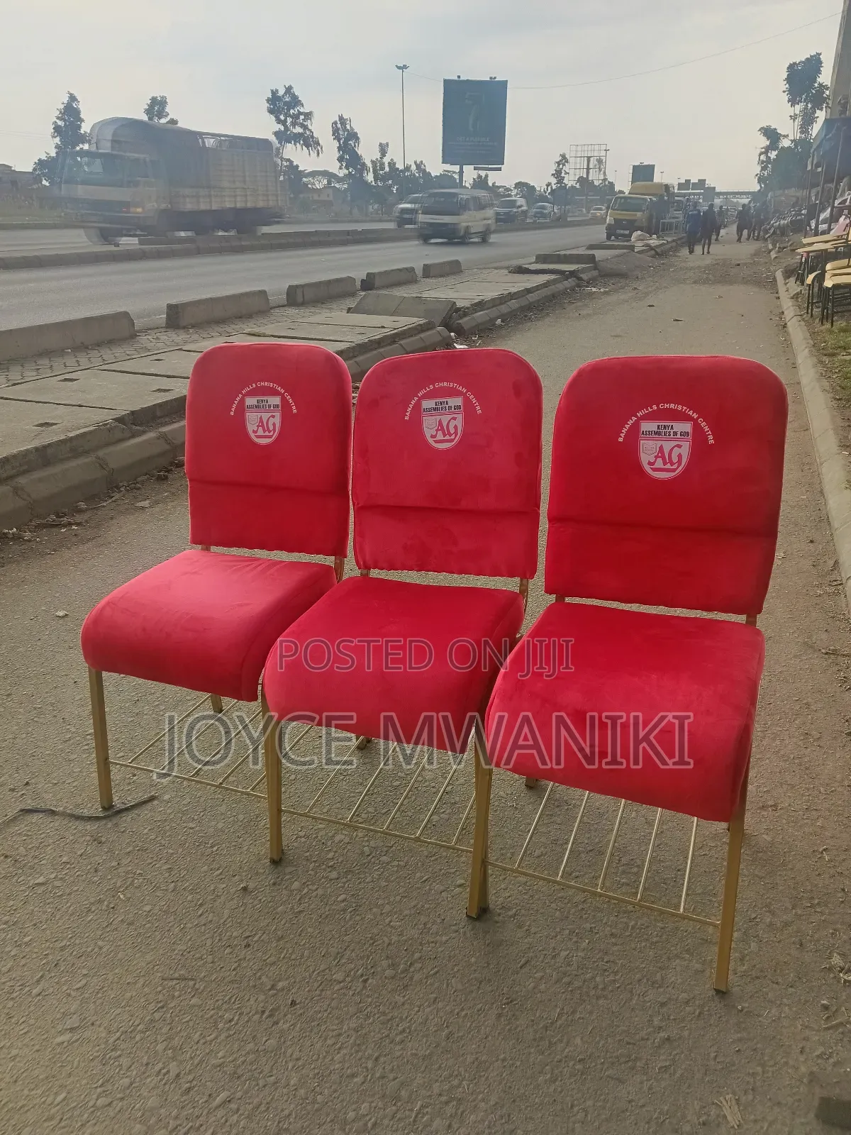 Church Chairs, Red With Branding 