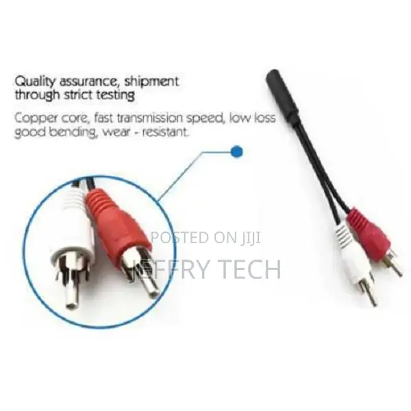 Aux Audio 3.5mm (1/8") Female Plug to 2 RCA Male Jack Stereo