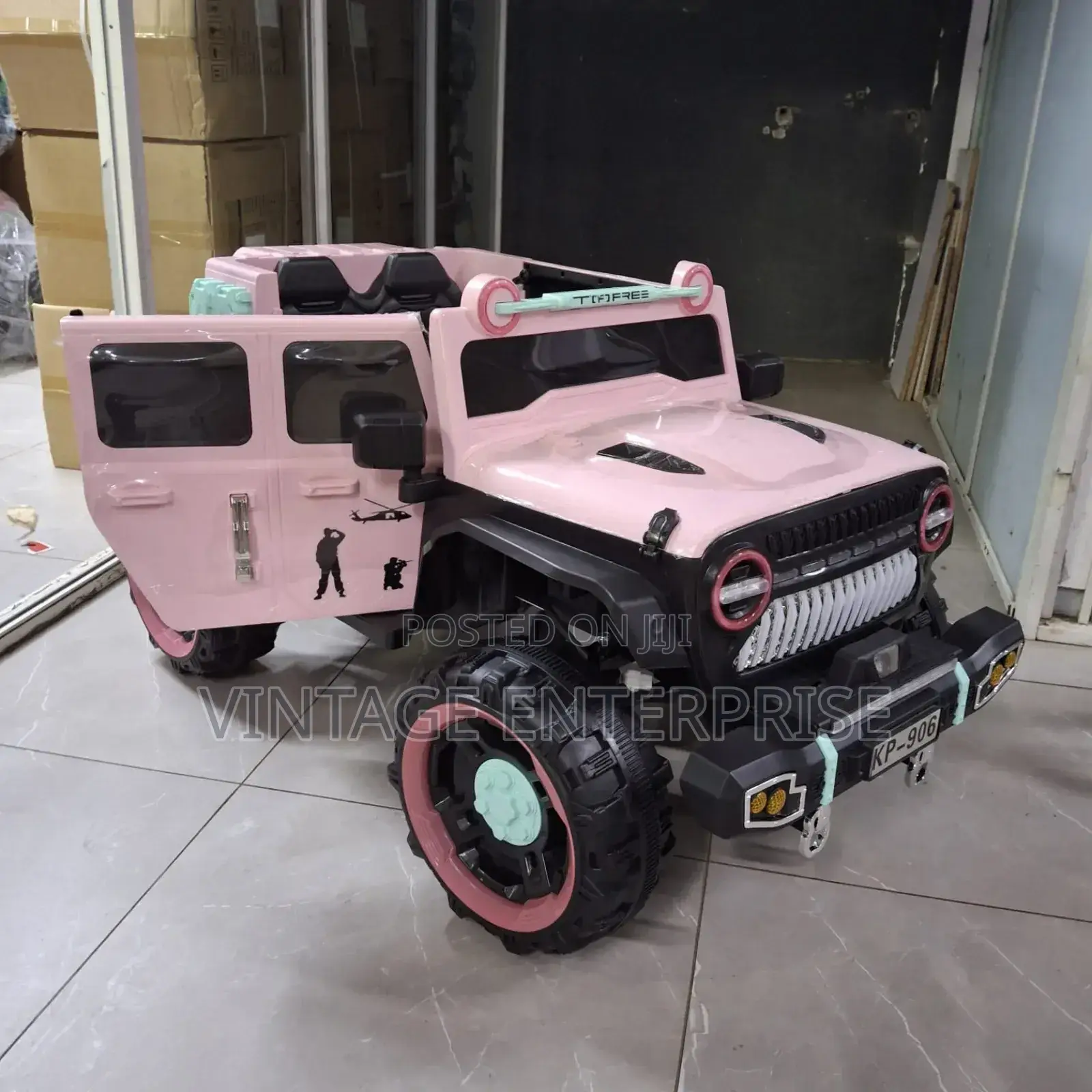Kids Electric Car Pink and Grey