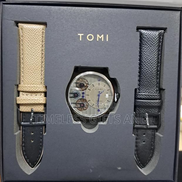 Tomi Face Gear Men Leather Watch Gift Set