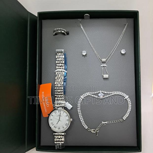 IBSO Silver Ladies Watch Jewelry Gift Set