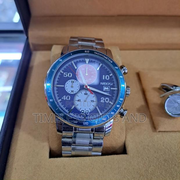 Nibosi Chronograph Men Silver Stainless Steel Watch