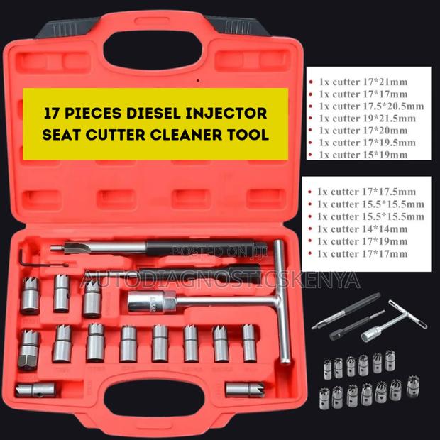 17 Piece Vehicle Diesel Engine Injector Seat Cutter Kit - main view