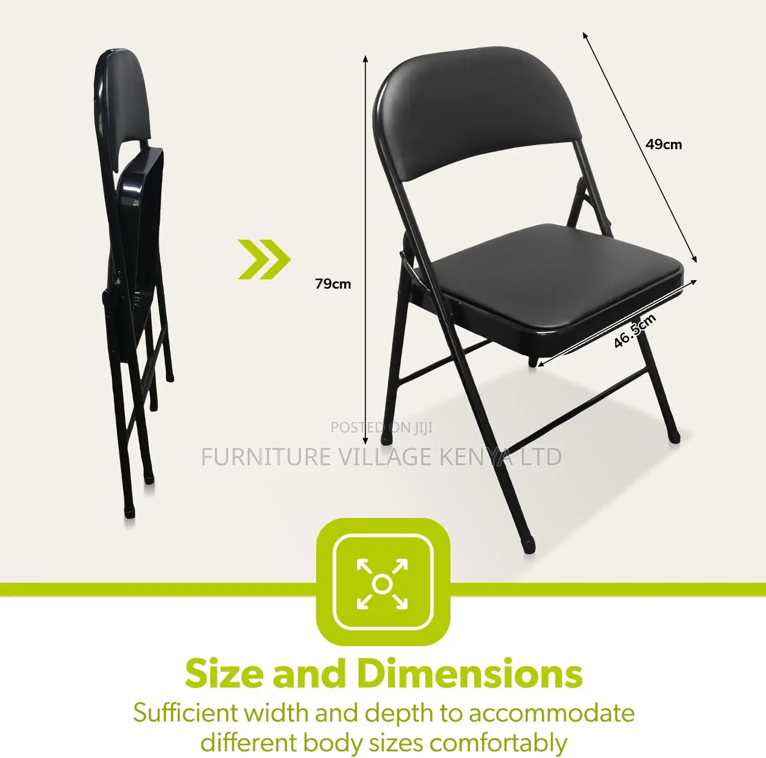Office Chair :Foldable Black Chair With Metal Frame