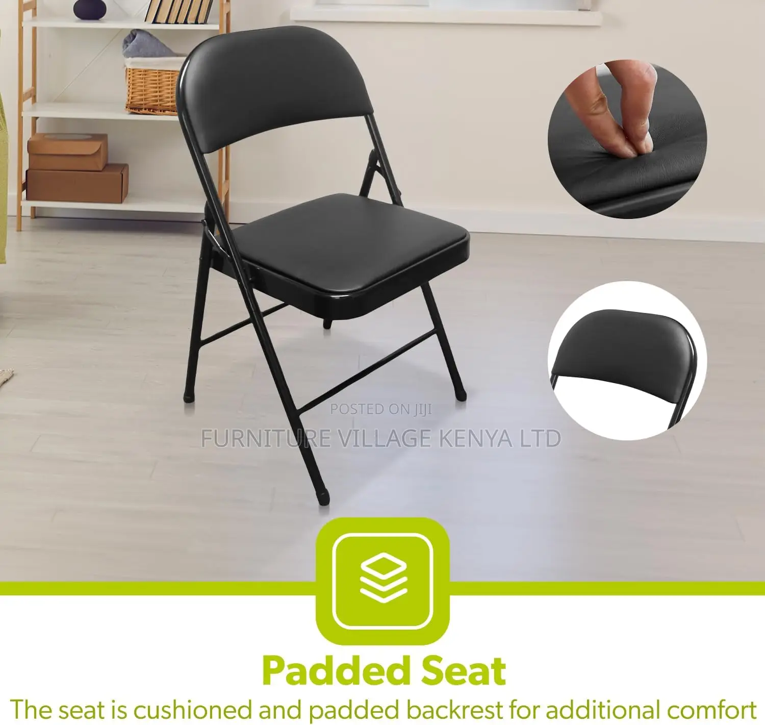 Office Chair :Foldable Black Chair With Metal Frame