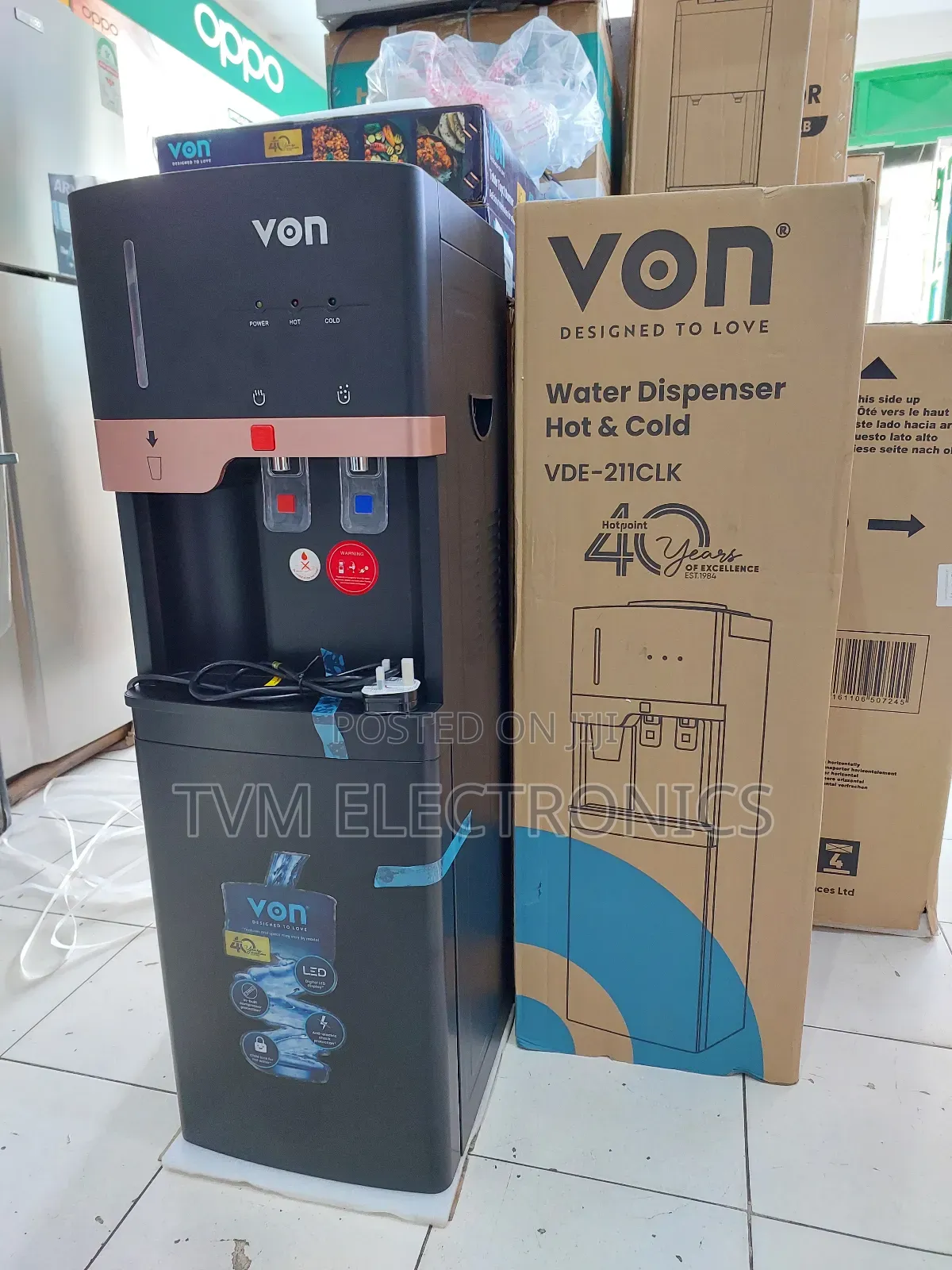 Von Hot Cold in Built Cup Dispenser Electric Cooling