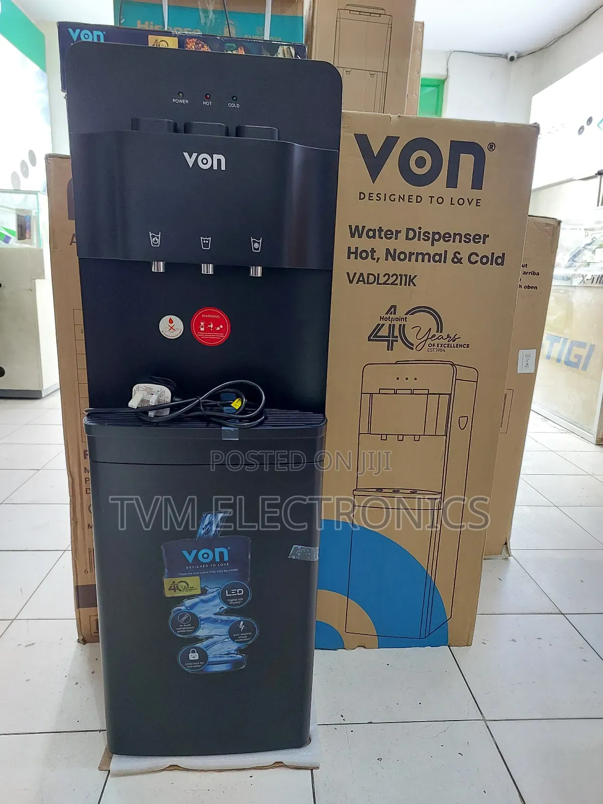 Von Hot Cold Normal Electric Cooling Dispenser Black
