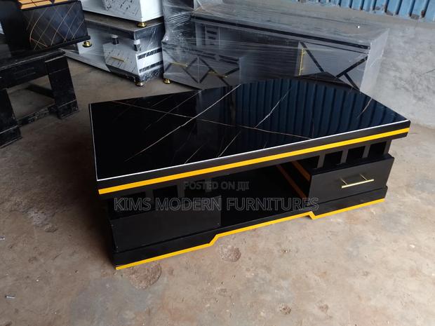 Raya Coffee Table Black Gold With Marble Top Black - main view