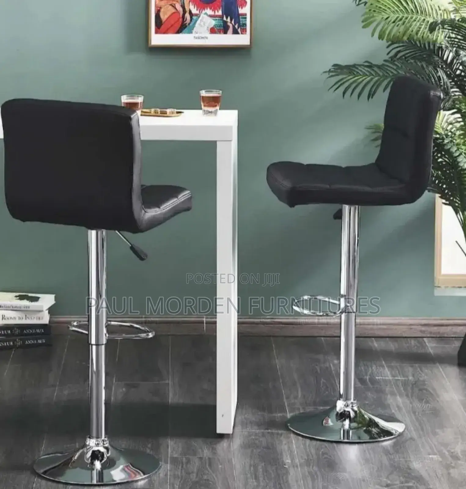 Black Swivel Adjustable Barstools