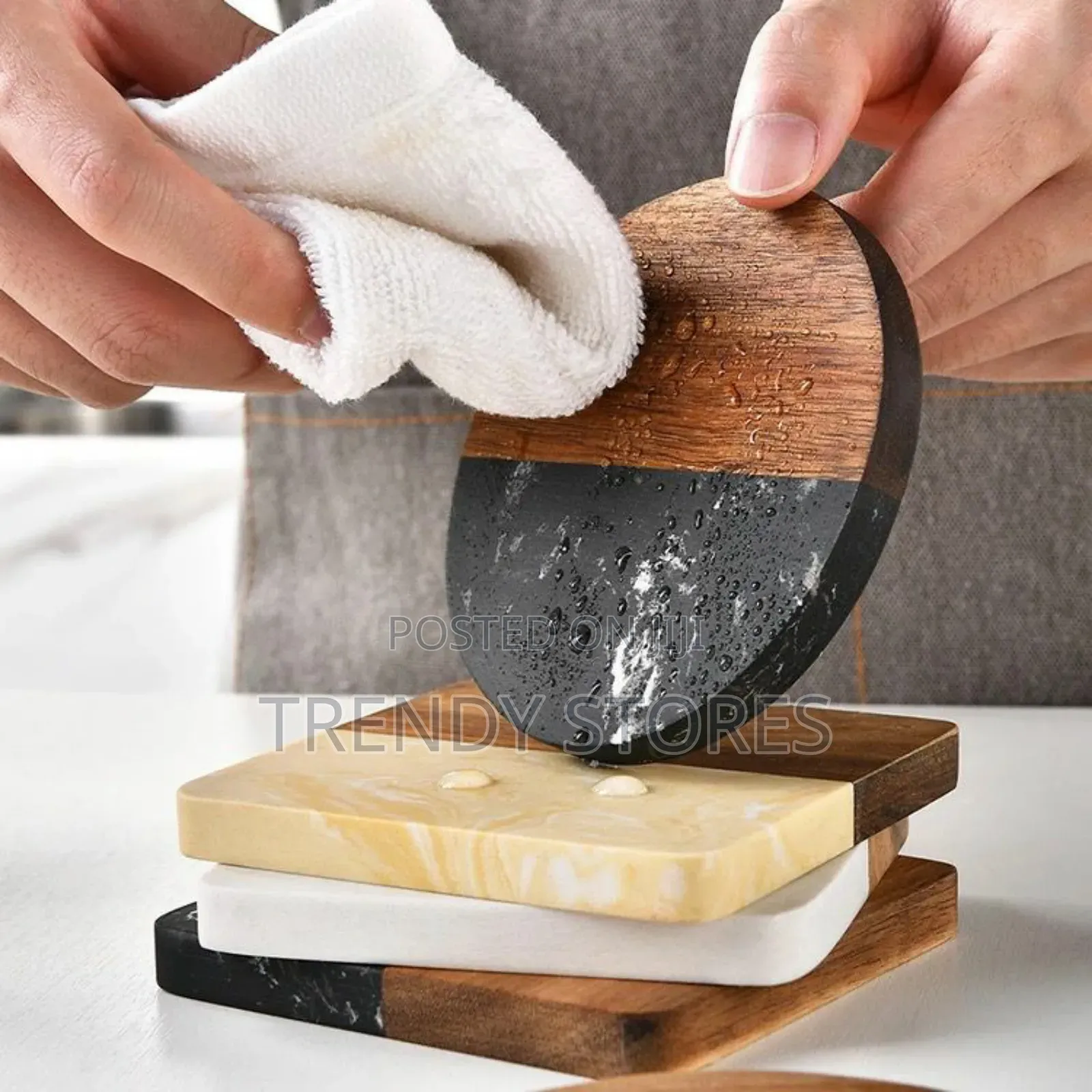 6pcs Marble Wood Coasters