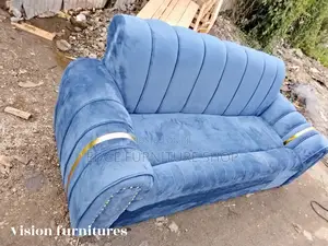 Blue Velvet Three Seater Sofa Set on Sale