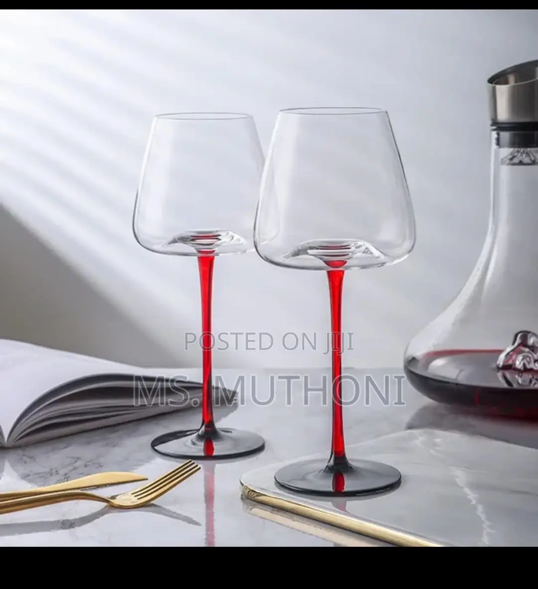 Crystal Glass Concave Red Bottom Long Stem Wine Glass