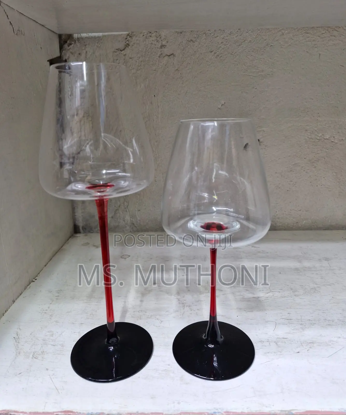 Crystal Glass Concave Red Bottom Long Stem Wine Glass