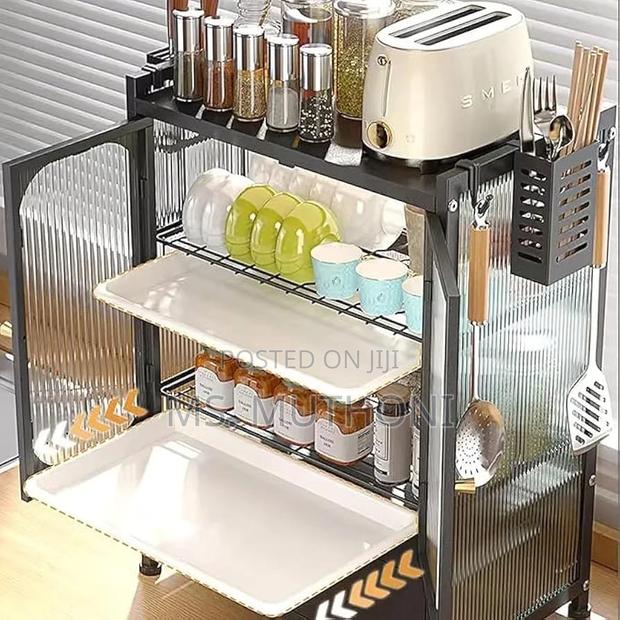 Minimalist Kitchen Countertop Dish Rack With Drawers - thumbnail 2